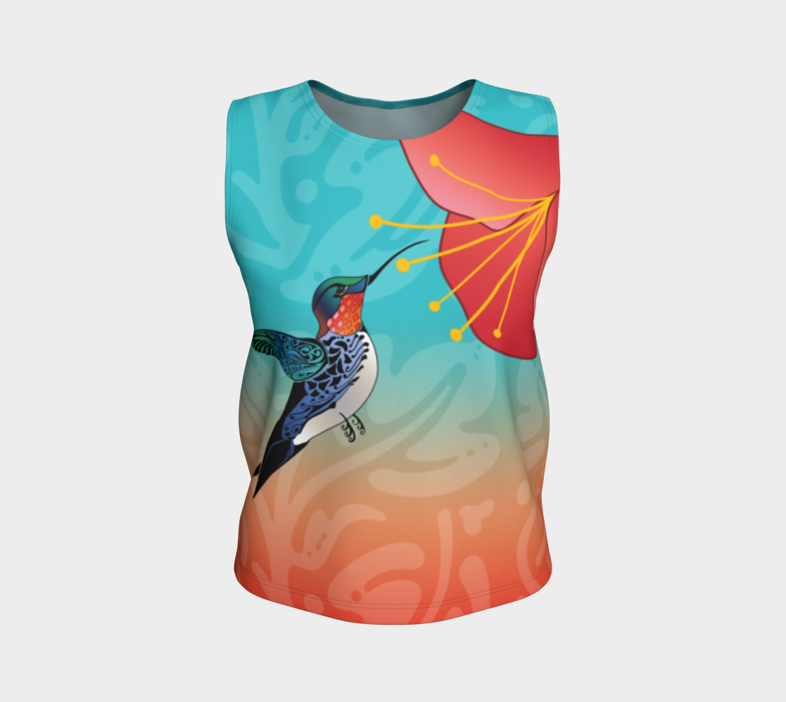 Aperçu de Bright Ombre Sunset Tattoo Hummingbird Red Flower