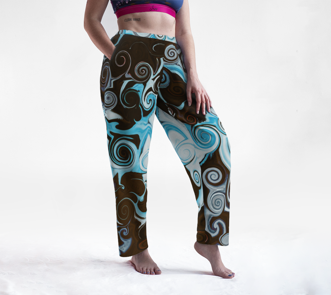 Turquoise Blue Brown Retro Swirl Pattern preview