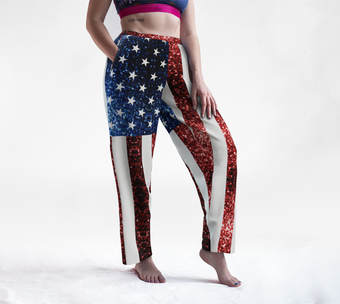Aperçu de USA flag red blue sparkles glitters