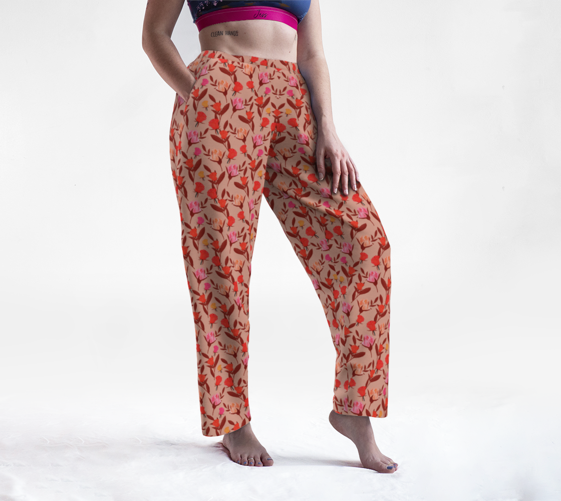 Rosebud Print - Orange Beige Lounge Pants preview