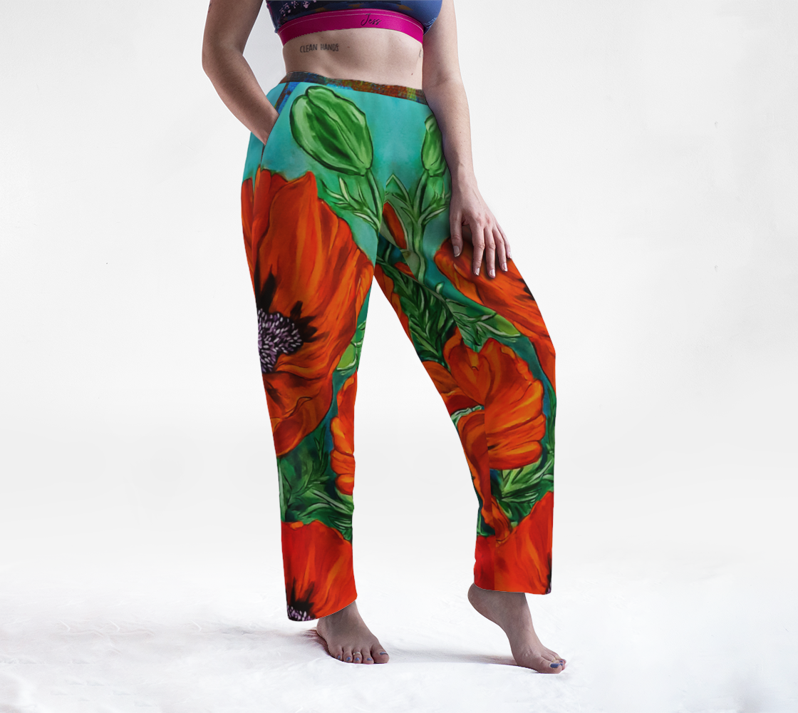 Big Bold Red Poppies Lounge Pants preview