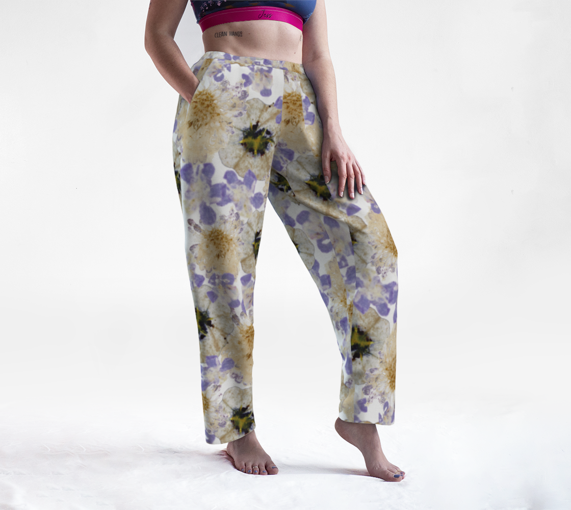 Lounge Pants Floral Pajama Pant * Purple White Petunia Watercolor Impressions preview