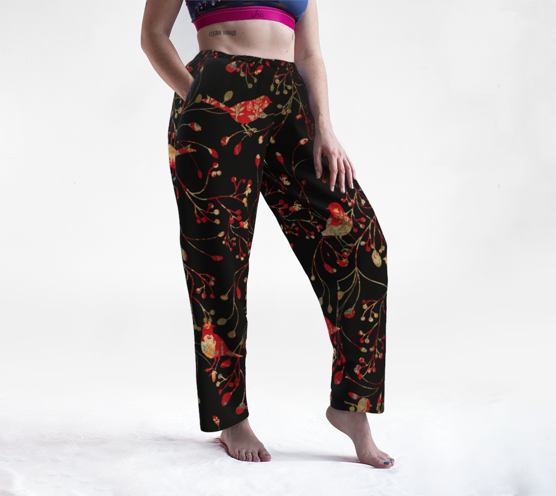 Lounge Pants - Christmas Floral on Black preview