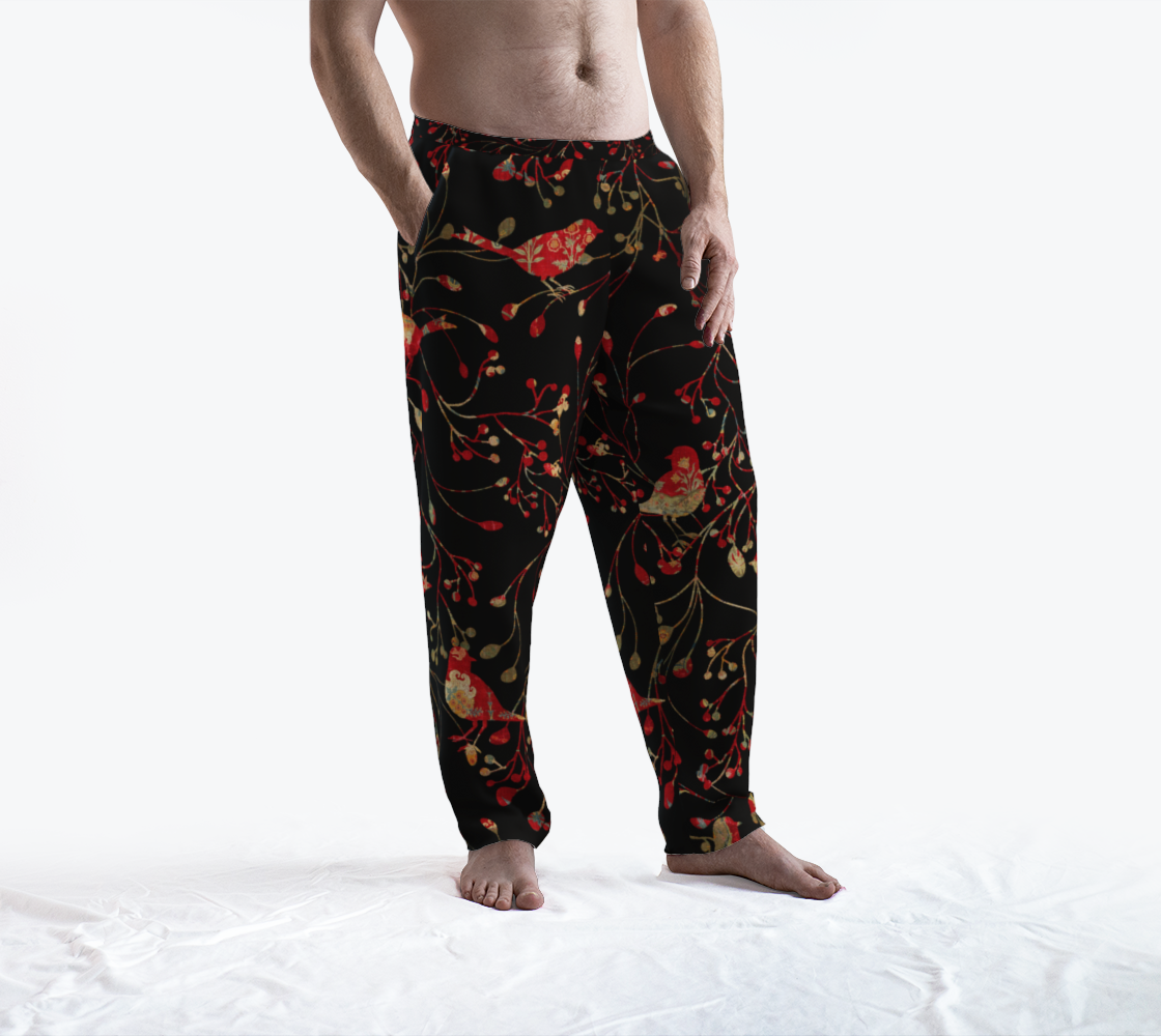 Lounge Pants - Christmas Floral on Black preview #3