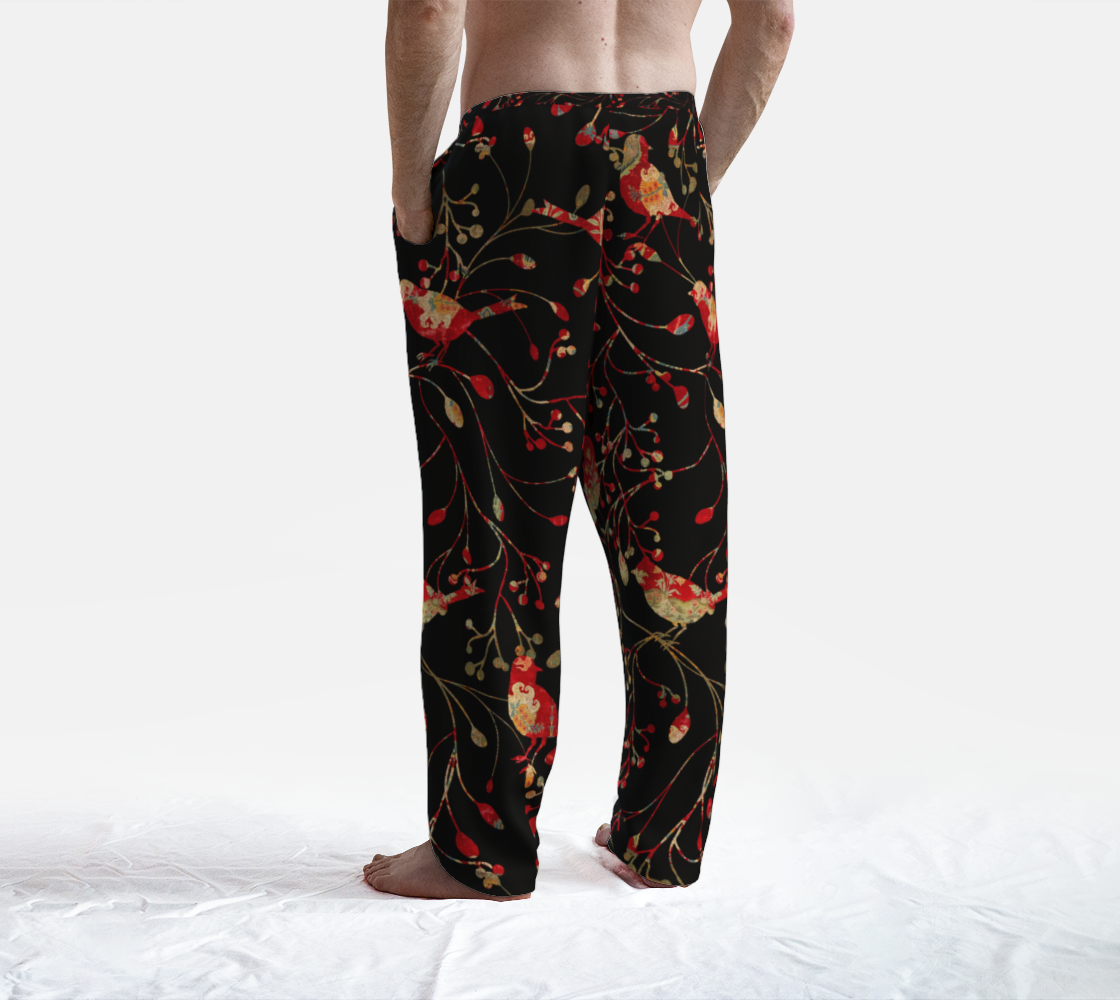 Lounge Pants - Christmas Floral on Black preview #4