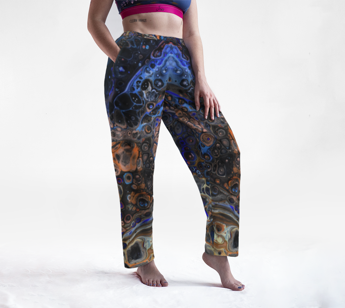 Lounge Pants "Blue Nebula" Acrylic paint art print preview