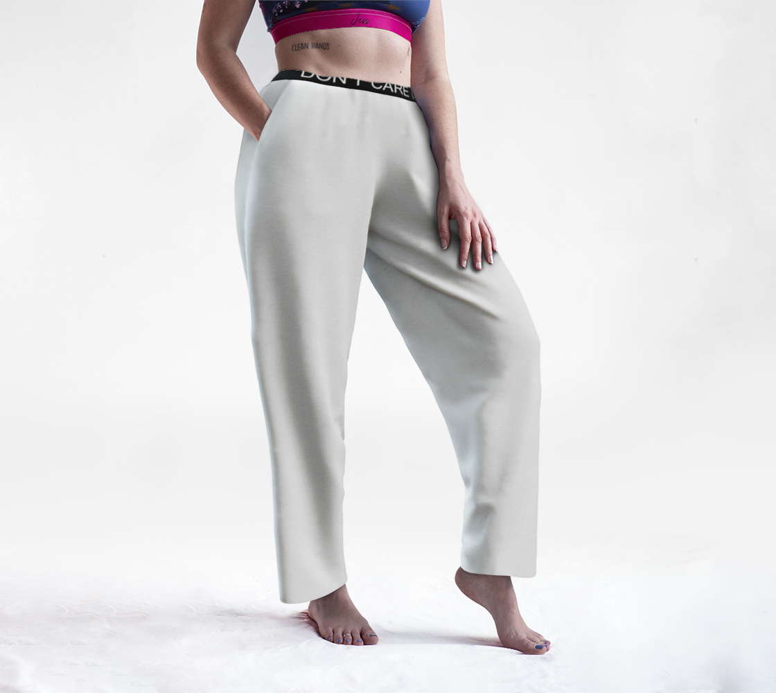 Don't Care Day White with Black Band Lounge Pants preview