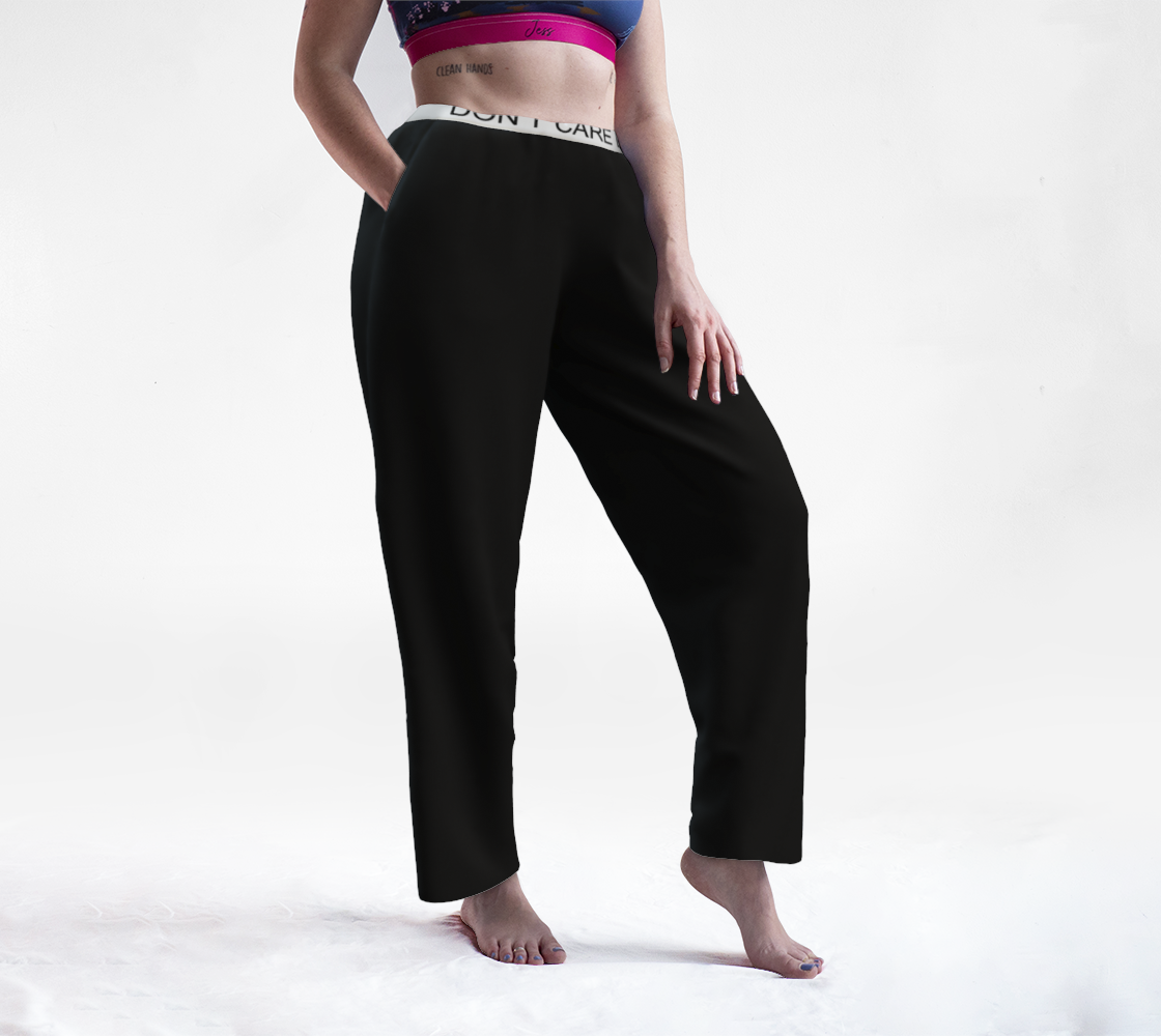 Aperçu de Don't Care Day Black with White Band Lounge Pants
