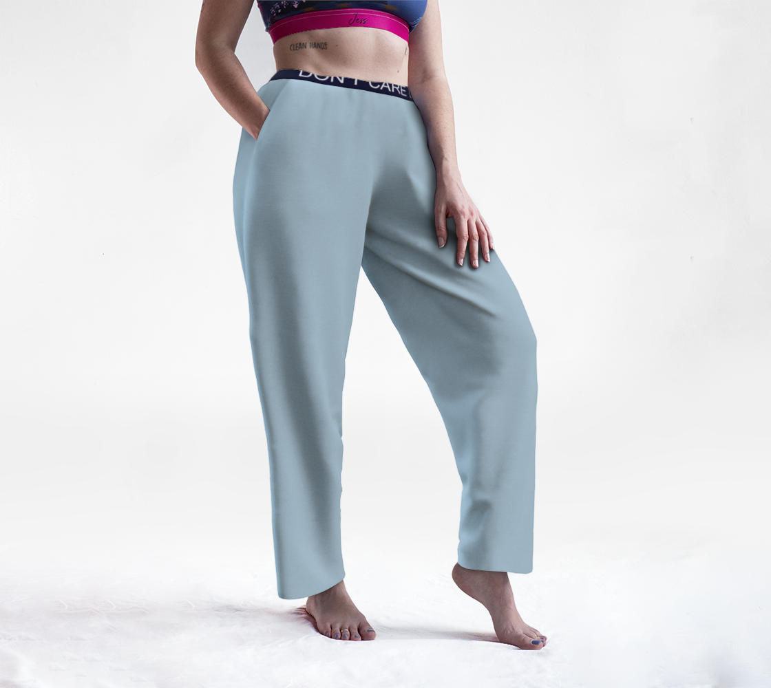 Don't Care Day Baby Blue & Dark Blue Band Lounge Pants preview