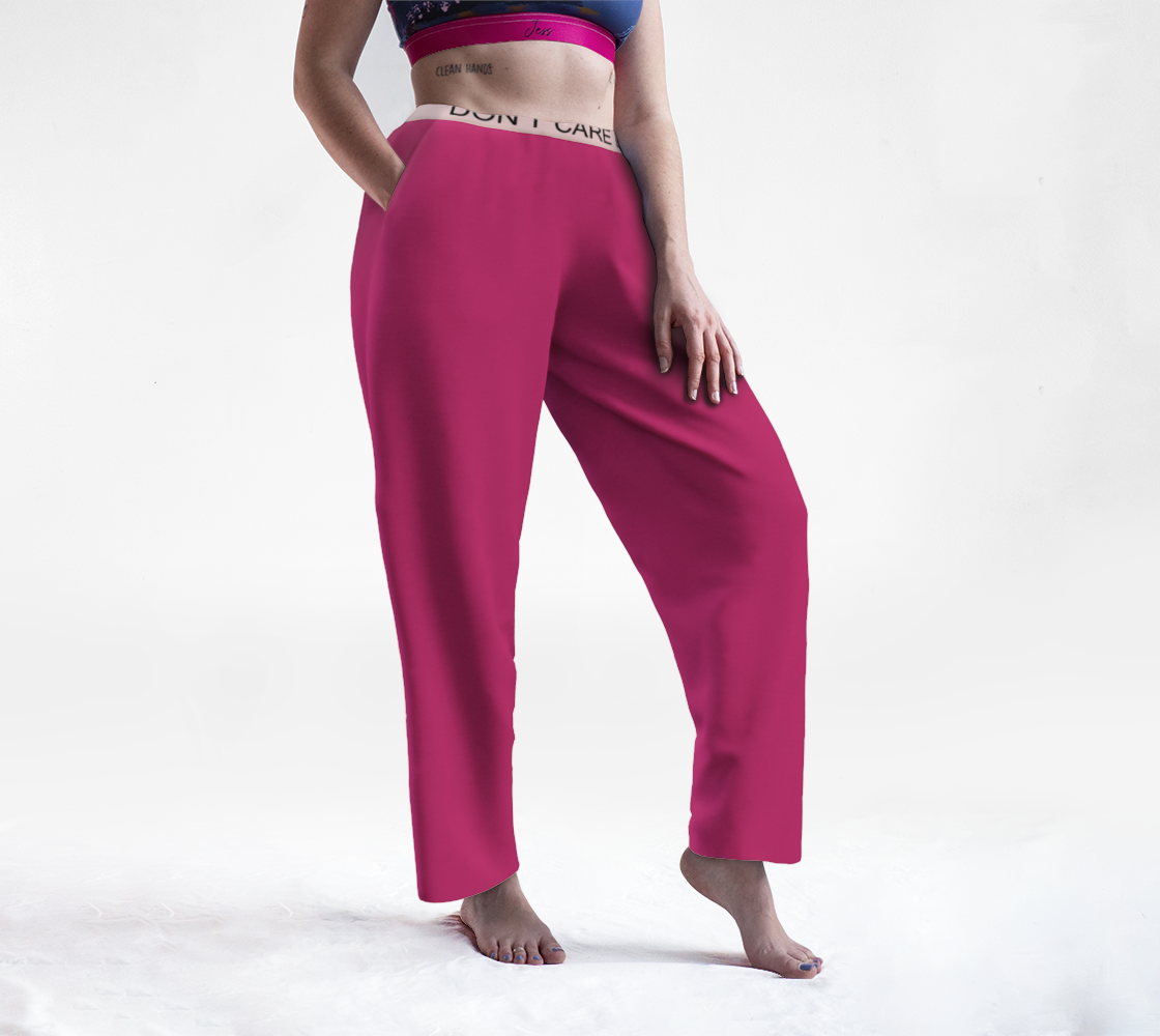 Don't Care Day Dark Pink & Baby Pink Band Lounge Pants preview