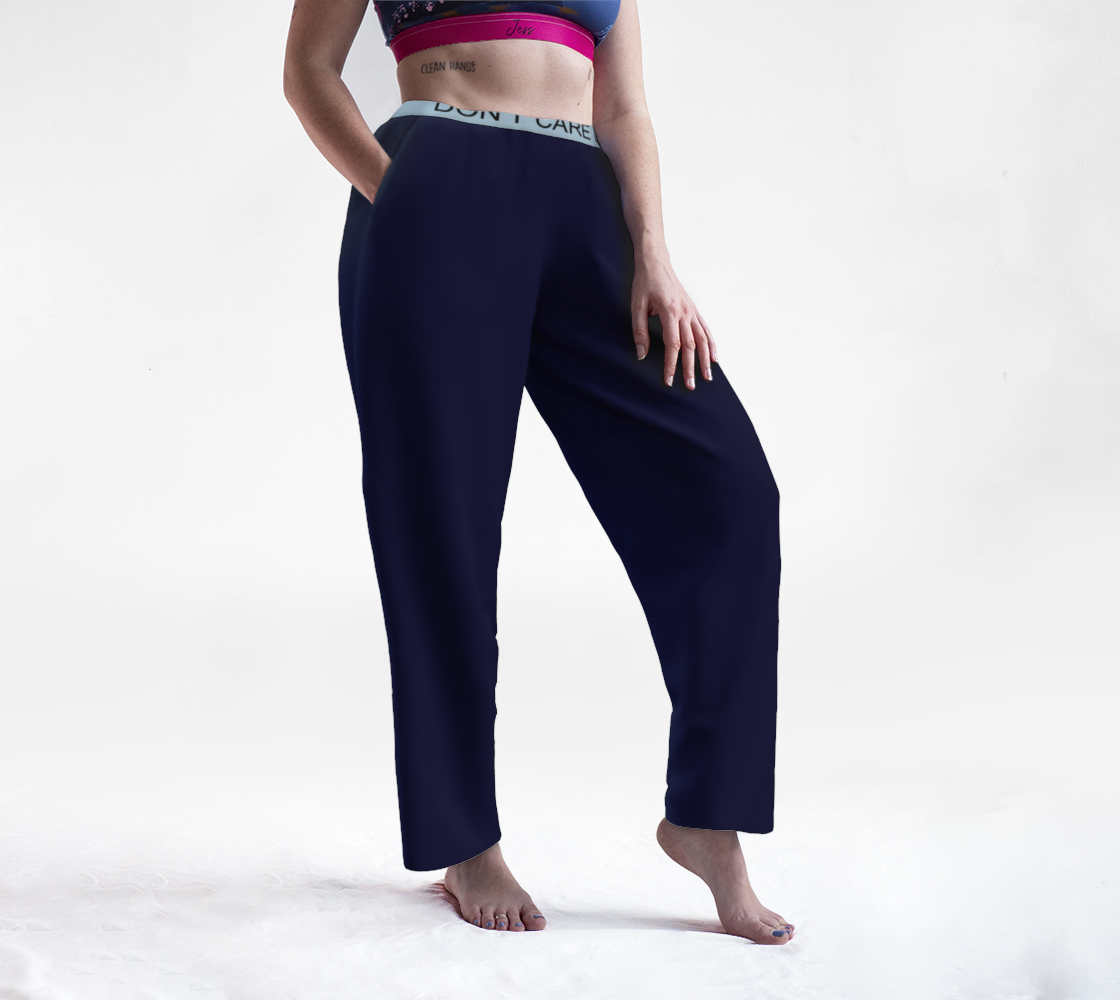 Aperçu de Don't Care Day Dark Blue with Baby Blue Band Lounge Pants