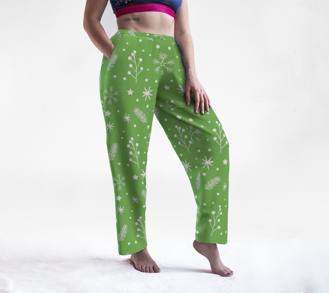 Aperçu de Winter Light Green Snow Pine Holly Lounge Pants