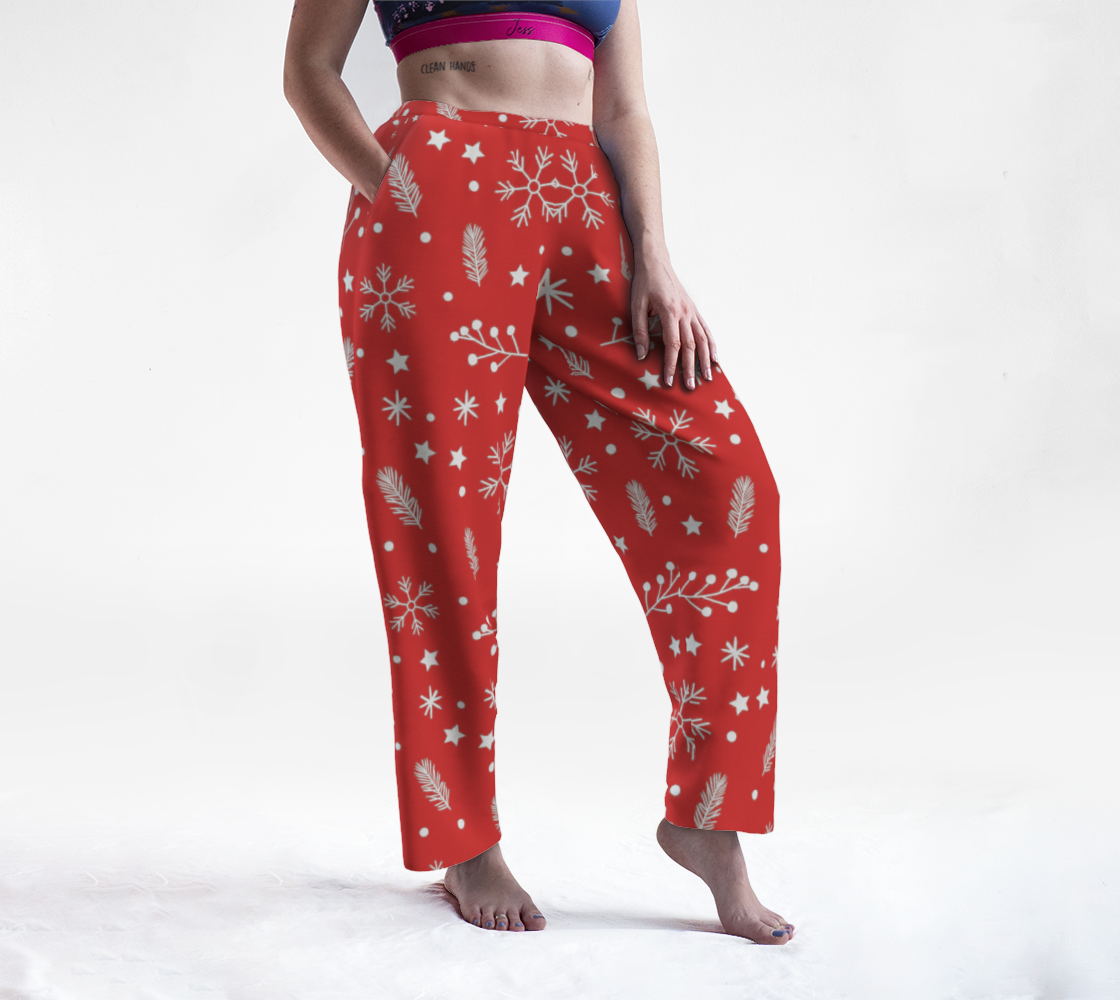 Aperçu de Winter Red Snow Pine Holly Lounge Pants