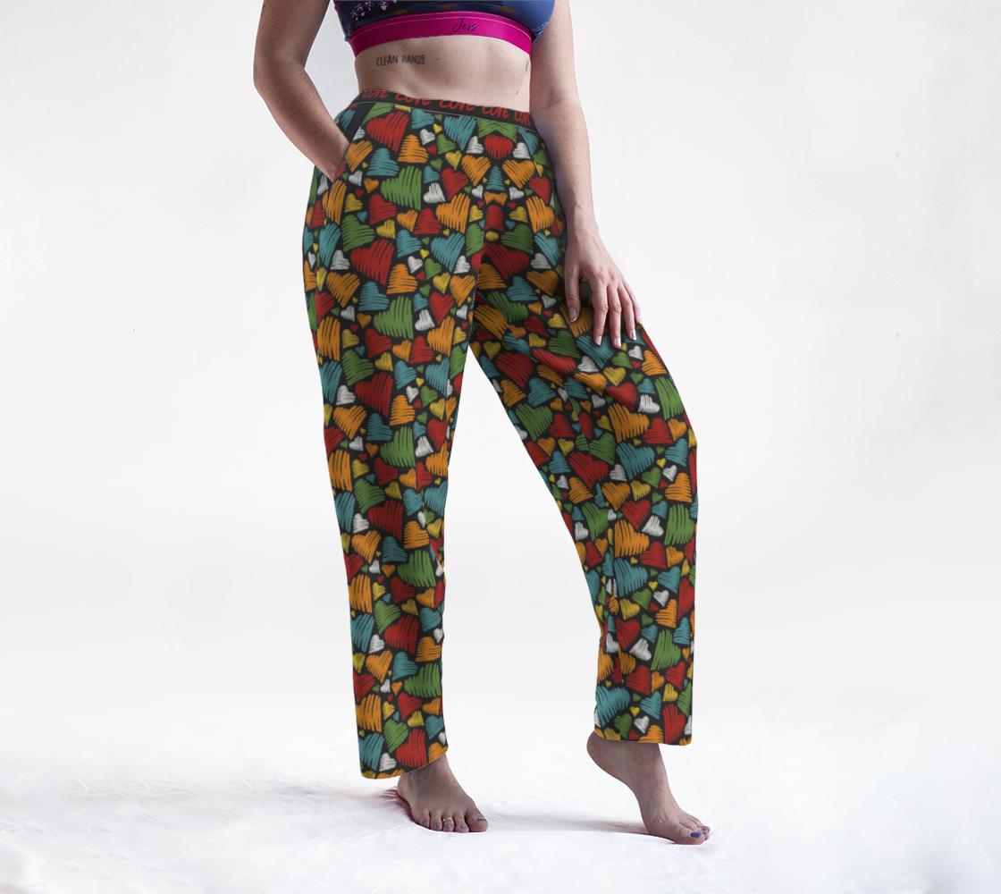 Scribble Hearts Lounge Pants - Multicolor preview