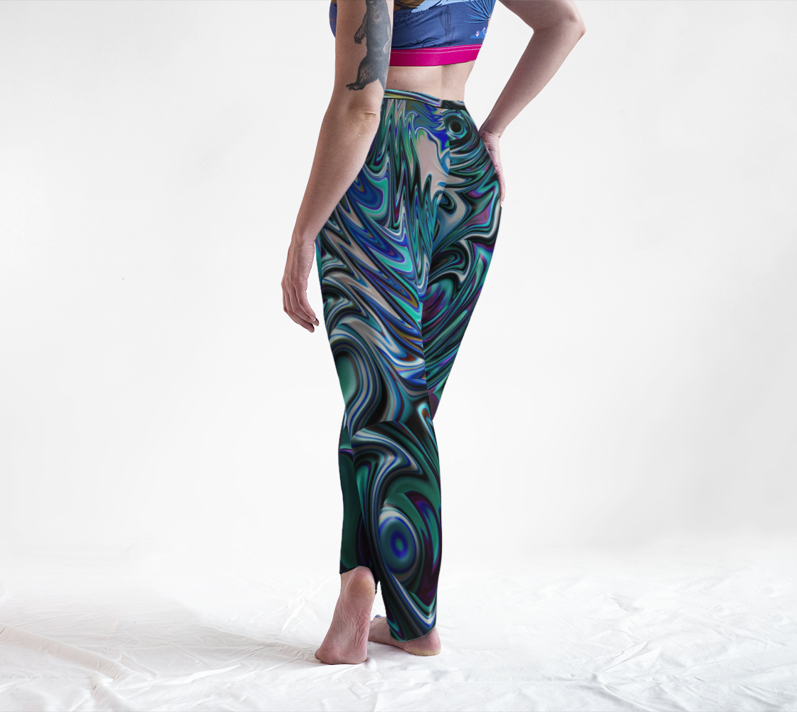 Blue and White Swirl Fractal Lounge Pants preview #2