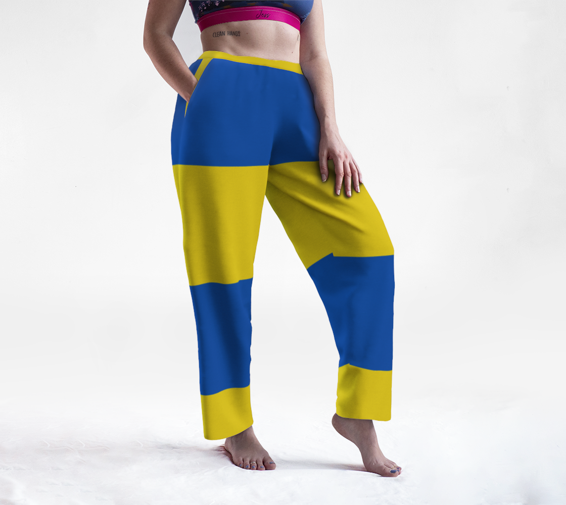 Aperçu de Blue and Yellow Ukraine Flag Pattern Lounge Pants, AWSSG