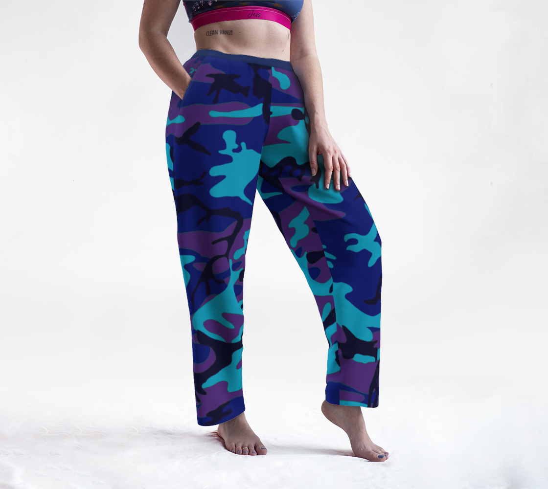 Blue and Purple Camouflage Lounge Pants, AWSSG  preview