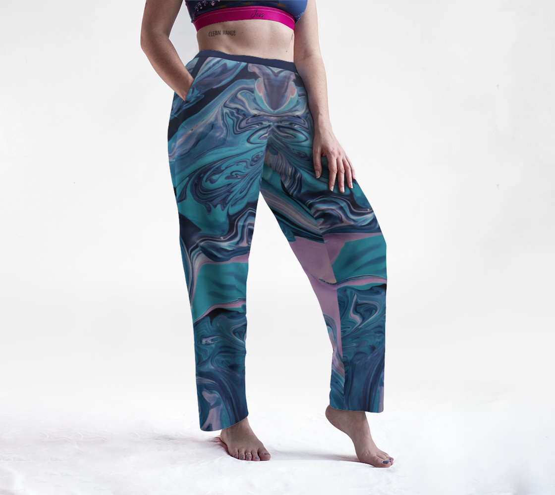Blues and Pink Abstract Lounge Pants preview