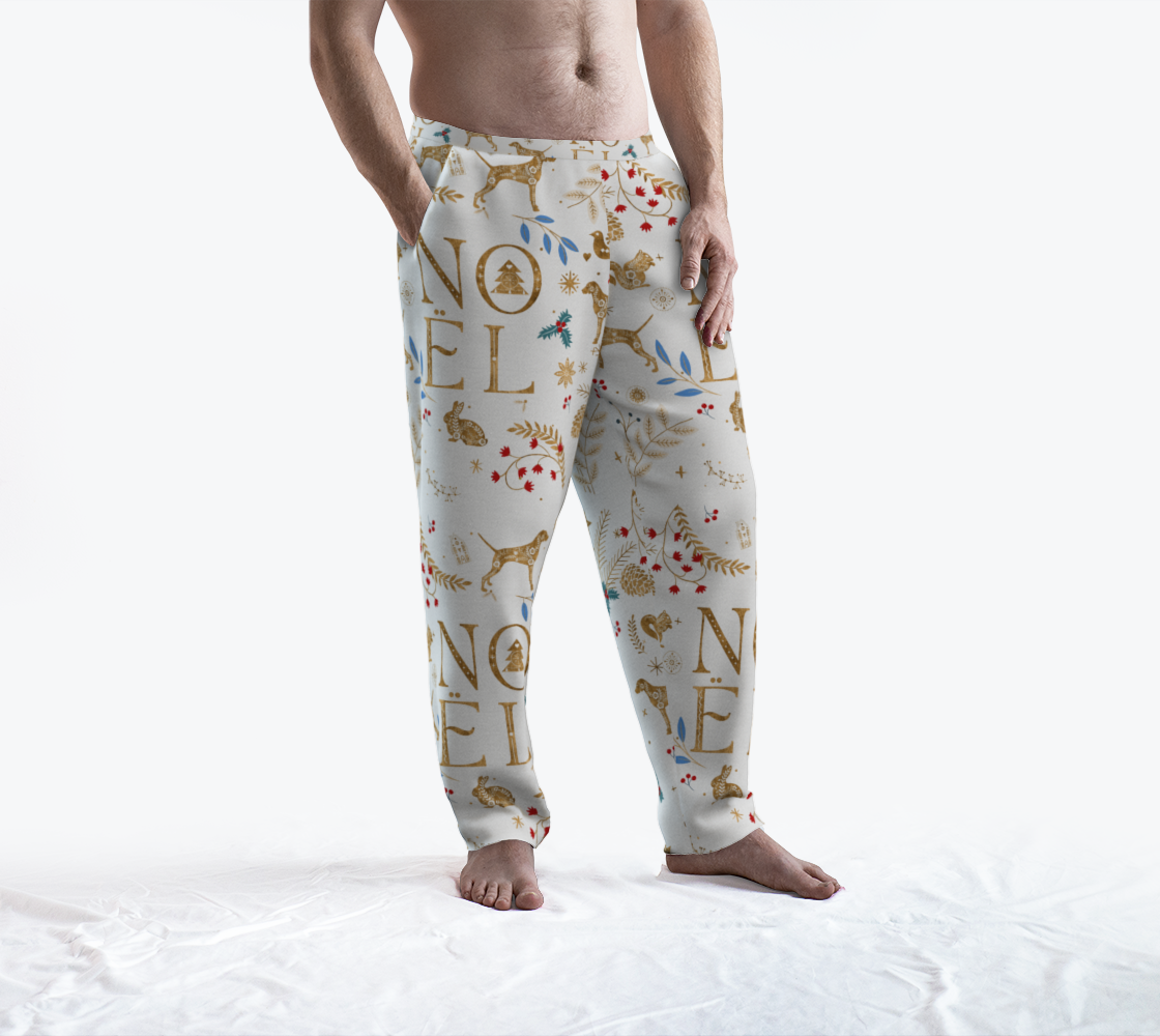 Noël Golden Weimaraners on white lounge pants preview #3