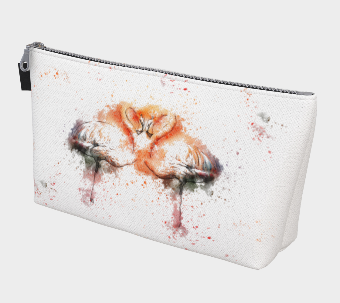 Watercolor Flamingos Heart Zipper Makeup Bag preview