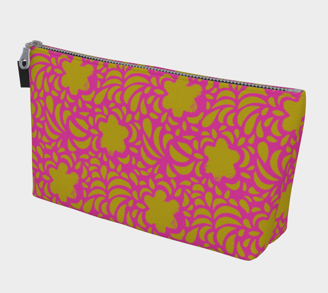 Retro Mini Flowers Makeup Bag in pink and yellow preview