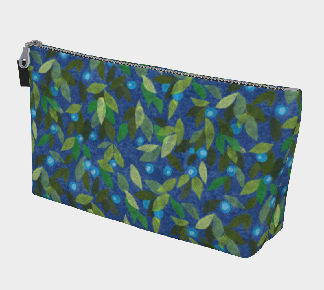 Aperçu de Blue Berries Green Leaves Papercut Pattern Makeup Bag