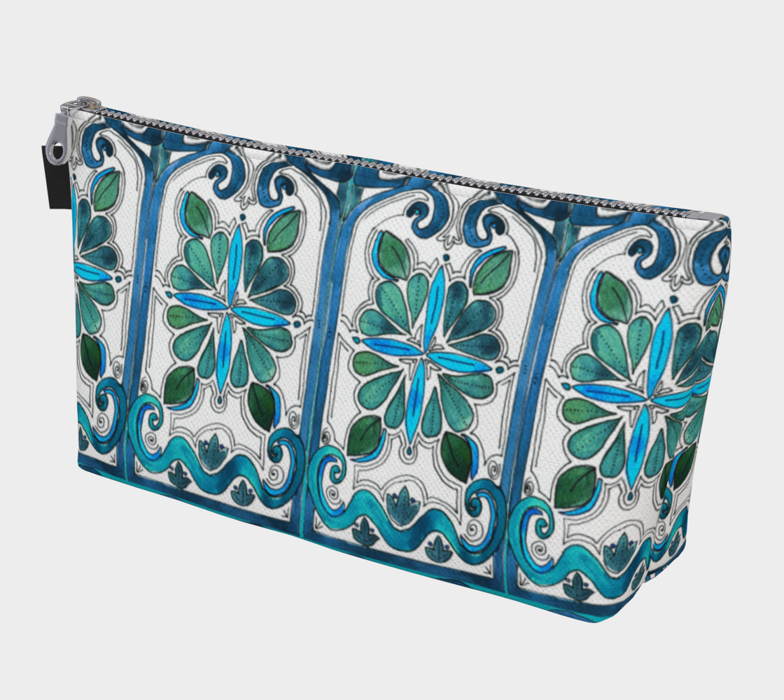 Turquoise Art Nouveau Makeup Bag 3D preview