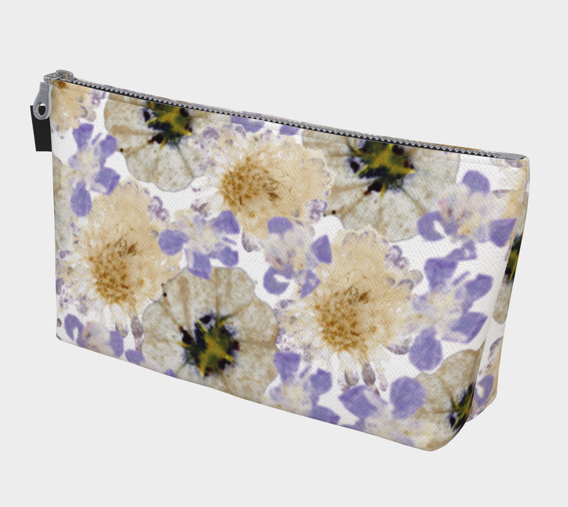 Aperçu de Makeup Bag * Abstract Floral Travel Pouch * Flowered Cosmetics Bag * Purple White Petunia Watercolor Impressions  Design