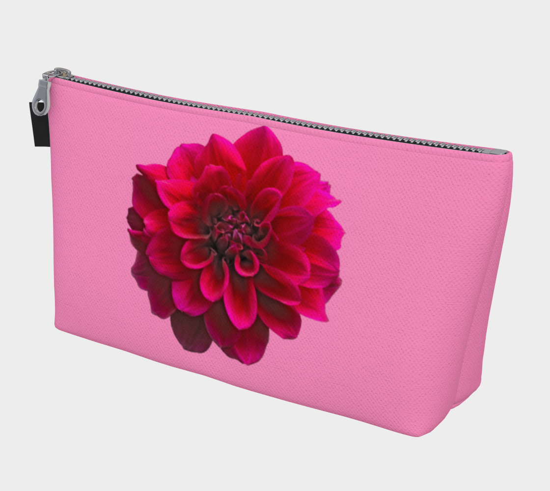 Deep Pink Dahlia Flower Printed on Make-up Bag preview