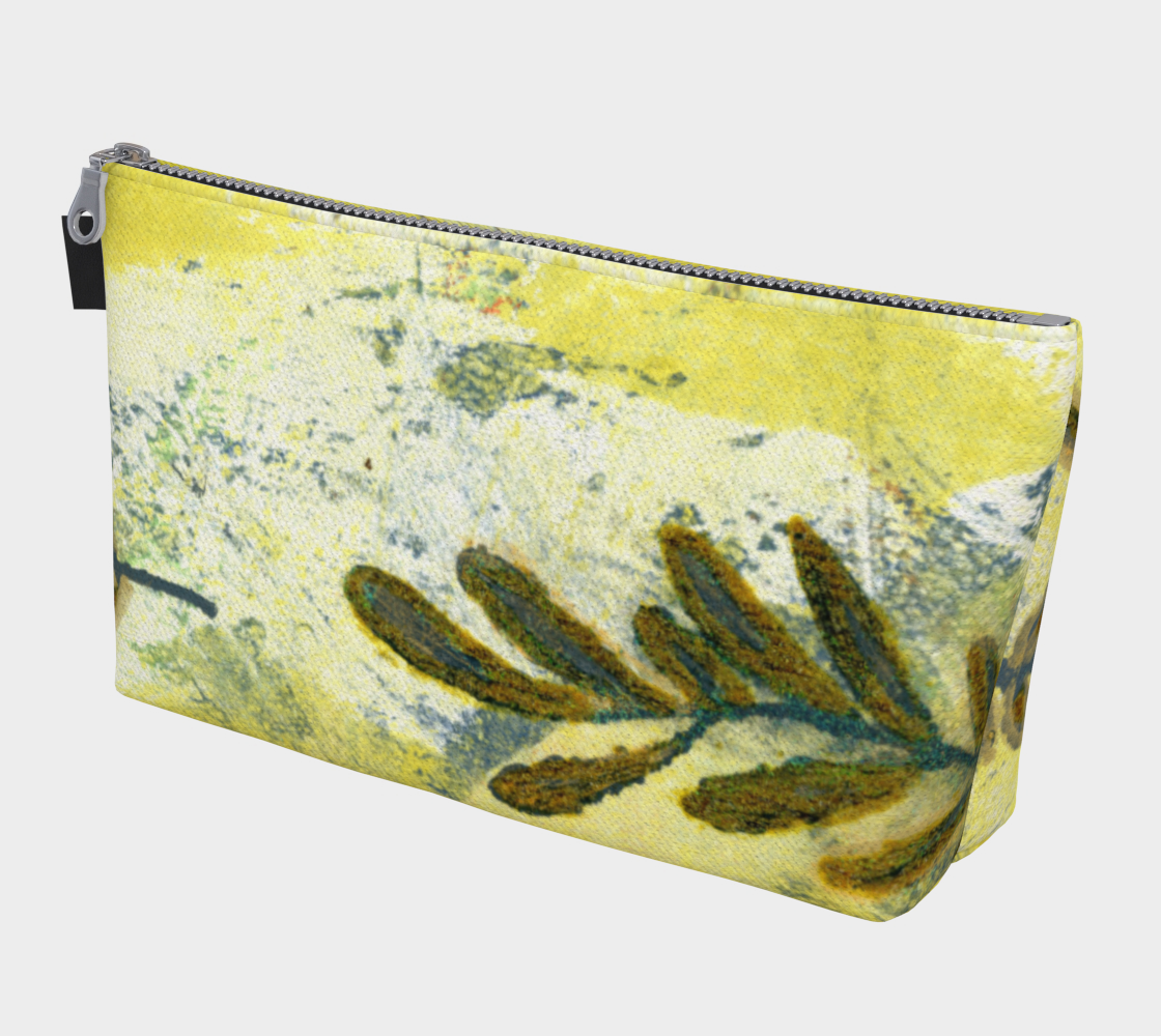Makeup Bag * Abstract Floral Yellow Blue Zippered Travel Tote  preview