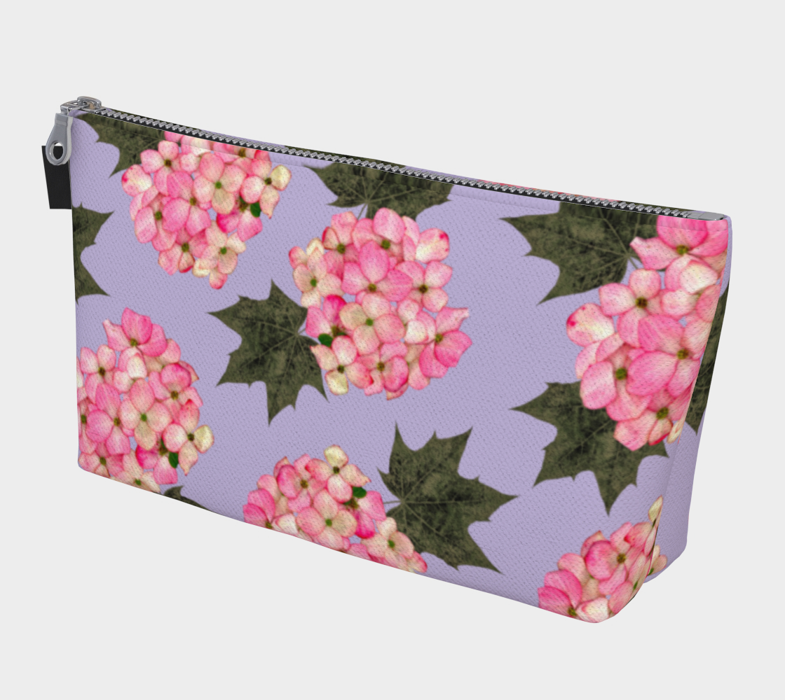Makeup Bag * Pink Floral Hydrangea Travel Tote preview