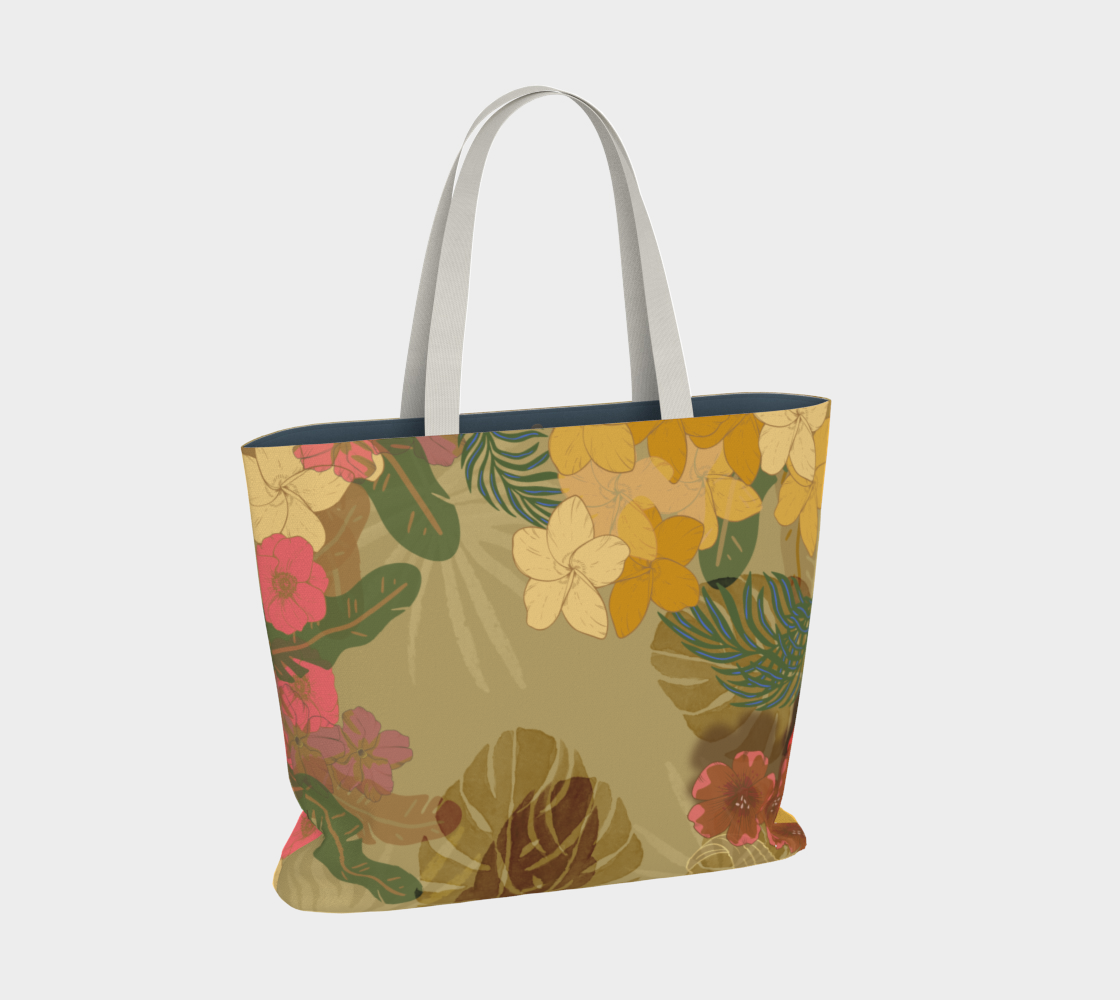Khaki Floral Tote Bag Miniature #3