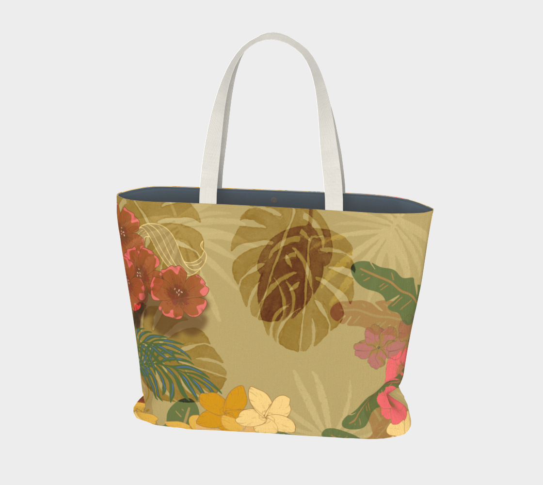 Aperçu de Khaki Floral Tote Bag