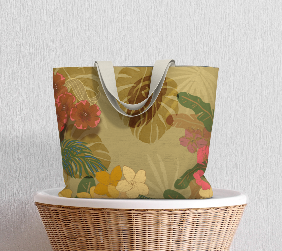 Aperçu de Khaki Floral Tote Bag #5
