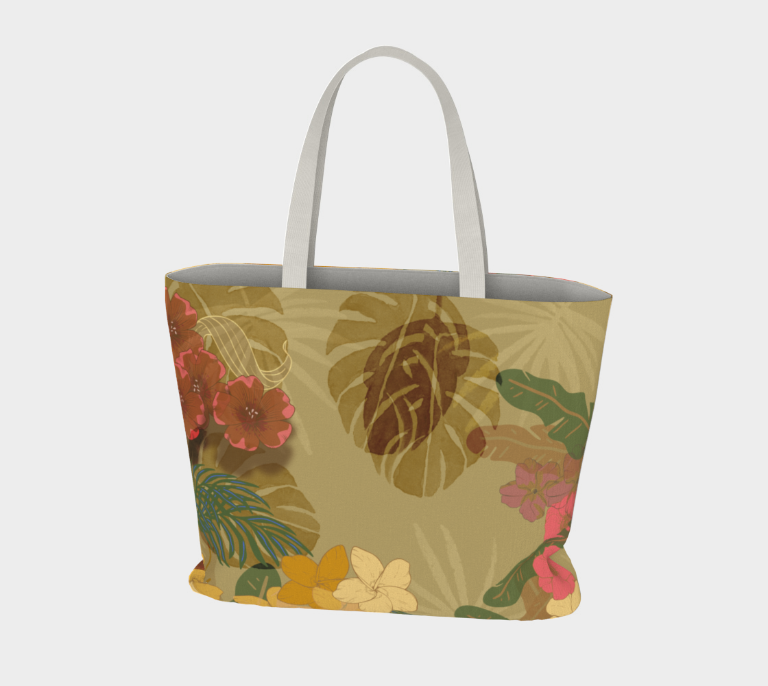 Aperçu de Khaki Floral Tote Bag #3