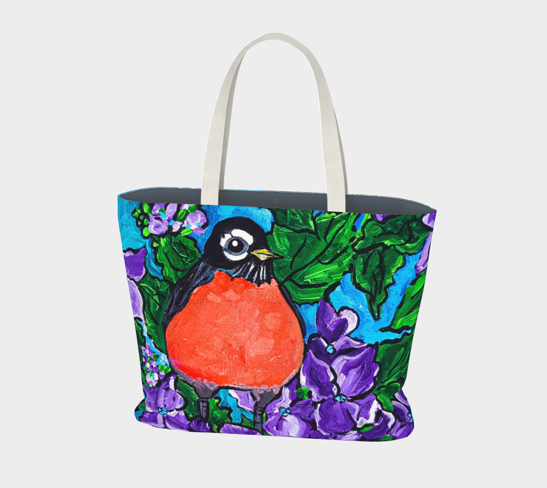 Robin in the Hydrangea Large Tote Bag preview