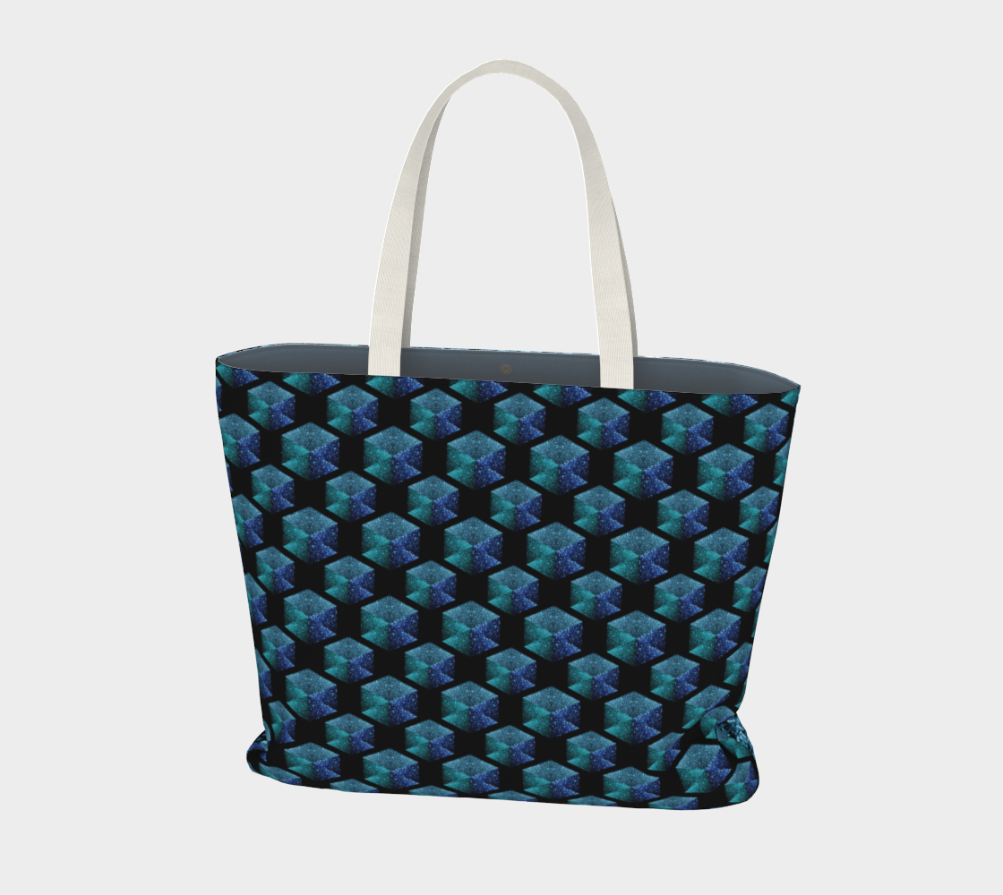 Aperçu de Aqua blue sparkles diamond geometric pattern on black