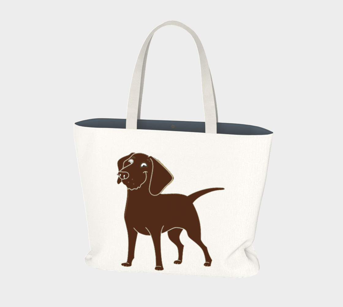 Labrador Retriever chocolate cartoon large tote bag preview #1