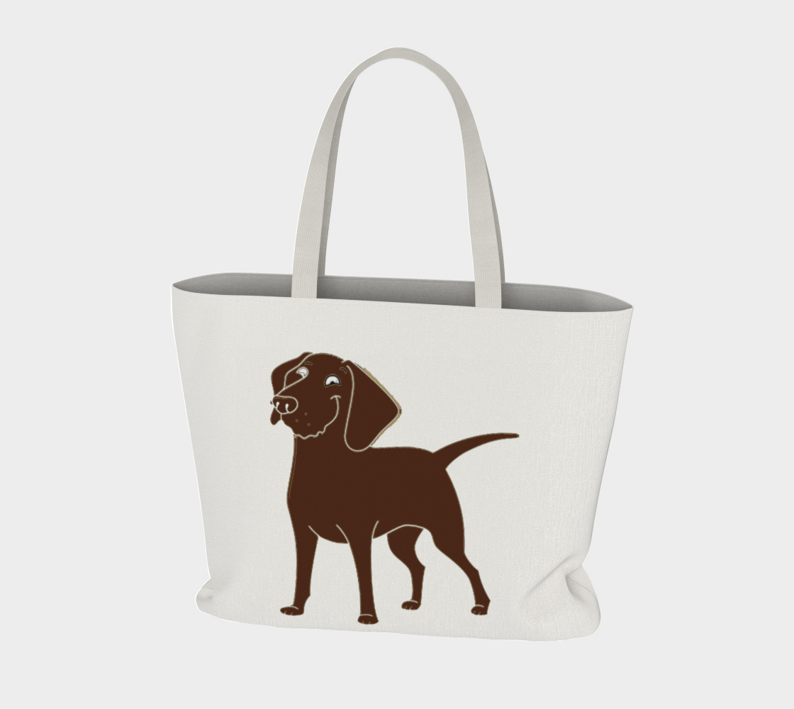 Labrador Retriever chocolate cartoon large tote bag preview #3
