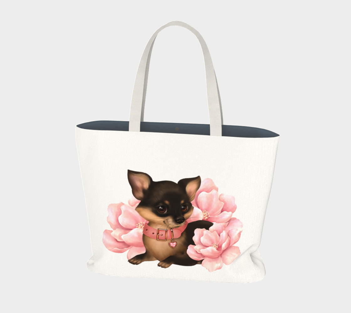 Cute little chihuahua dog with flowers preview