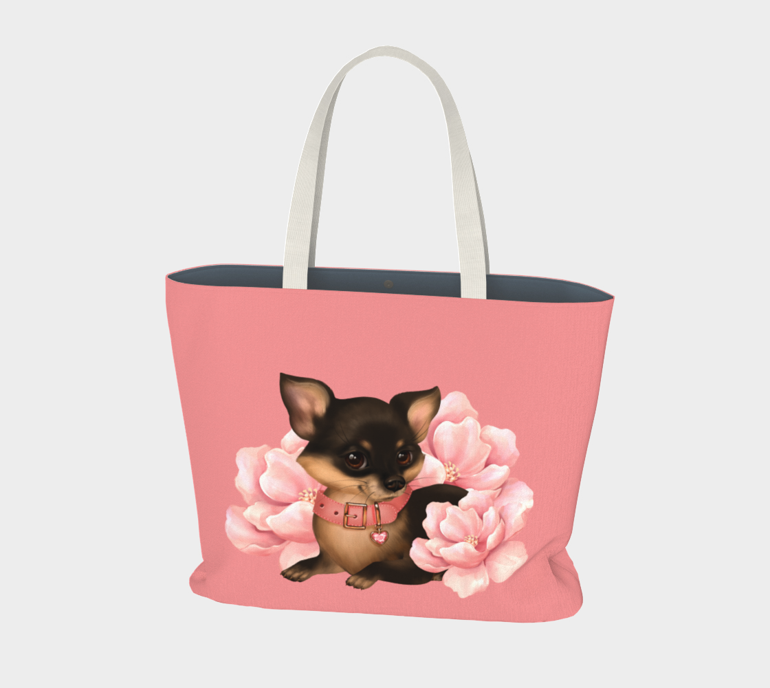 Cute little chihuahua dog with flowers preview
