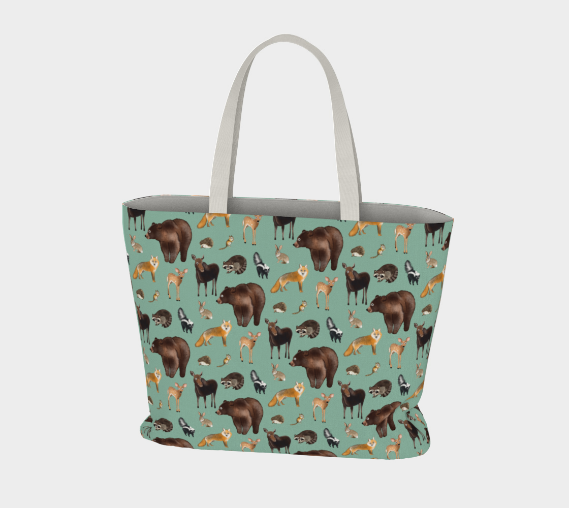 Woodland Creatures Large Tote Bag preview #3