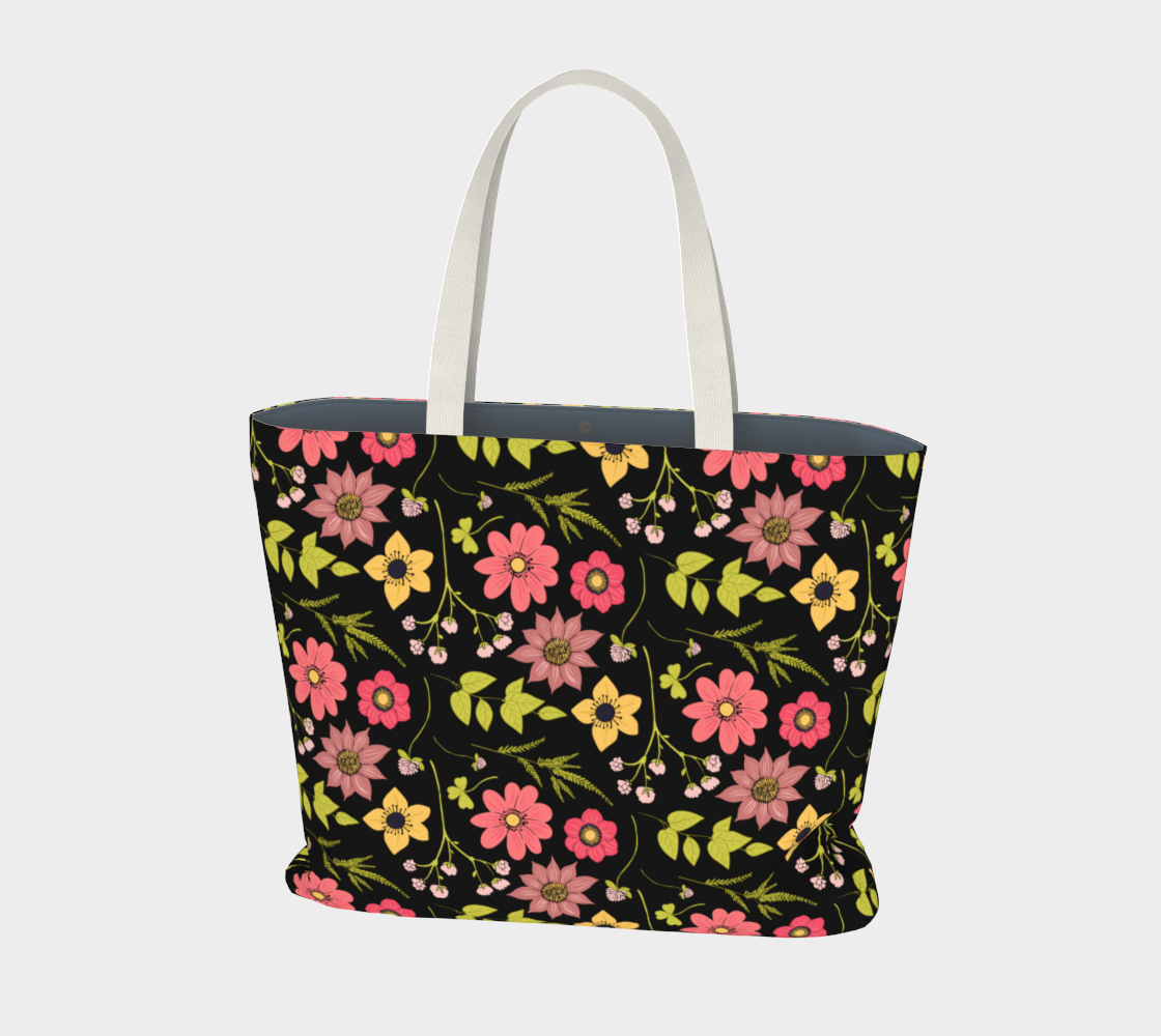 Pink & Yellow Blooms Large Tote Bag preview