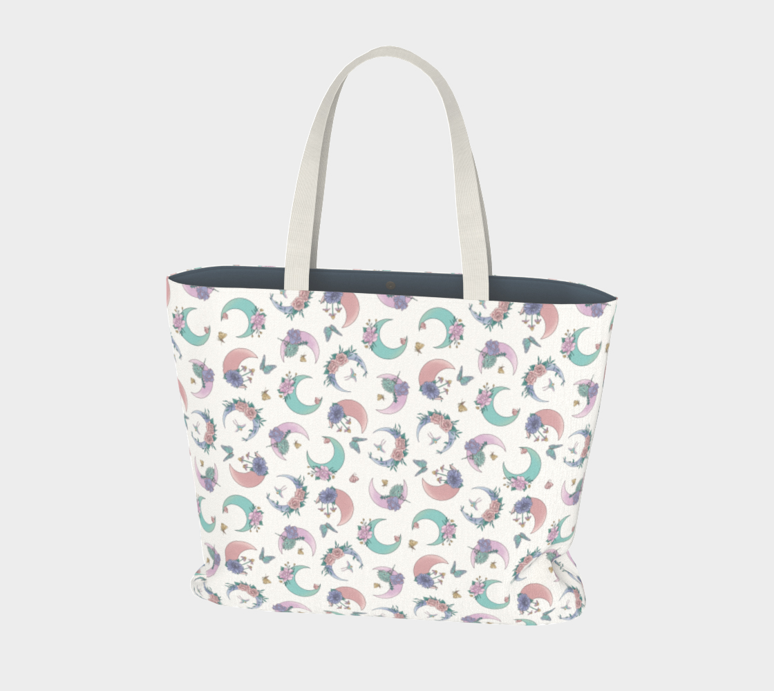 Fly me to the moon white tossed tote preview