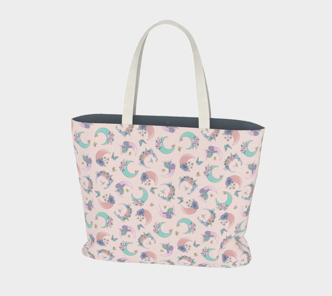 Fly me to the moon pink tossed tote preview