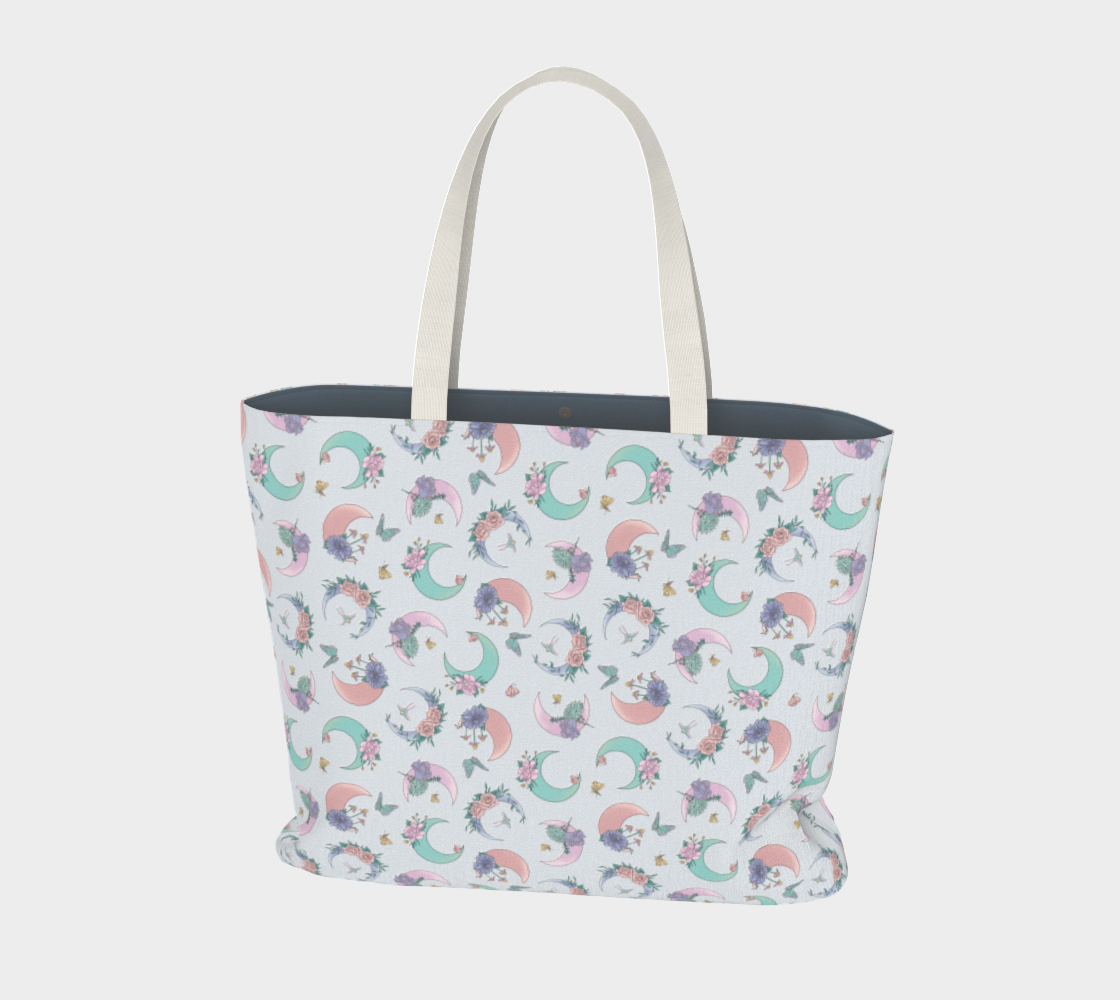 Fly me to the moon blue tossed tote preview