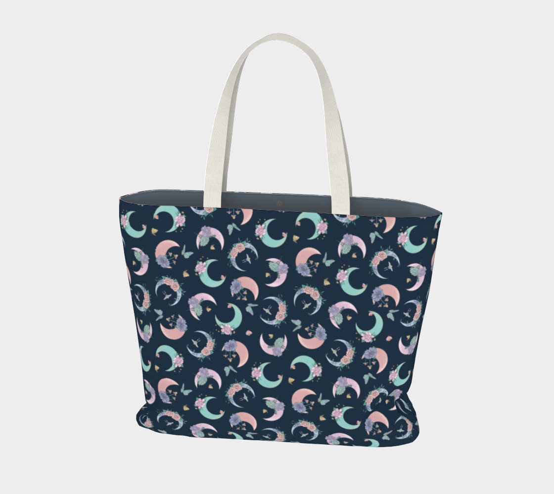 Fly me to the moon navy tossed tote preview