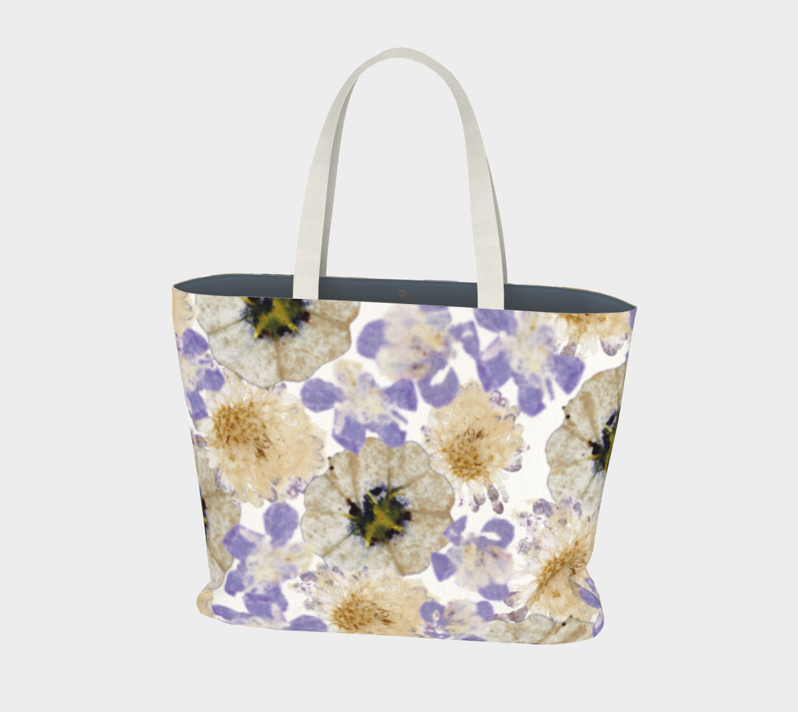 Aperçu de Large Tote Bag * Pink Floral Oversized Shopping Bag * Flowered Shoulder Tote * Purple White Petunia Watercolor Impressions