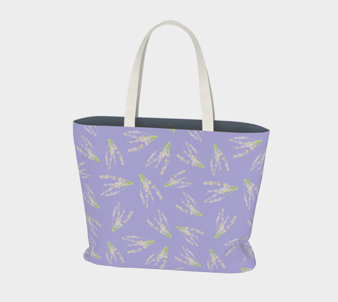 Aperçu de Large Tote * Floral Big Tote Bag * Pale Purple Lavender  Watercolor Impressions