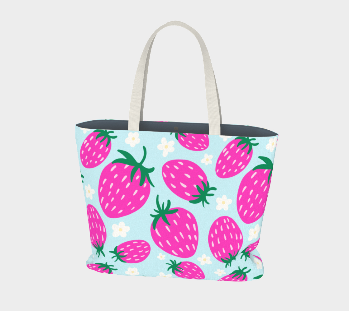 Pink Strawberries - Large Tote preview